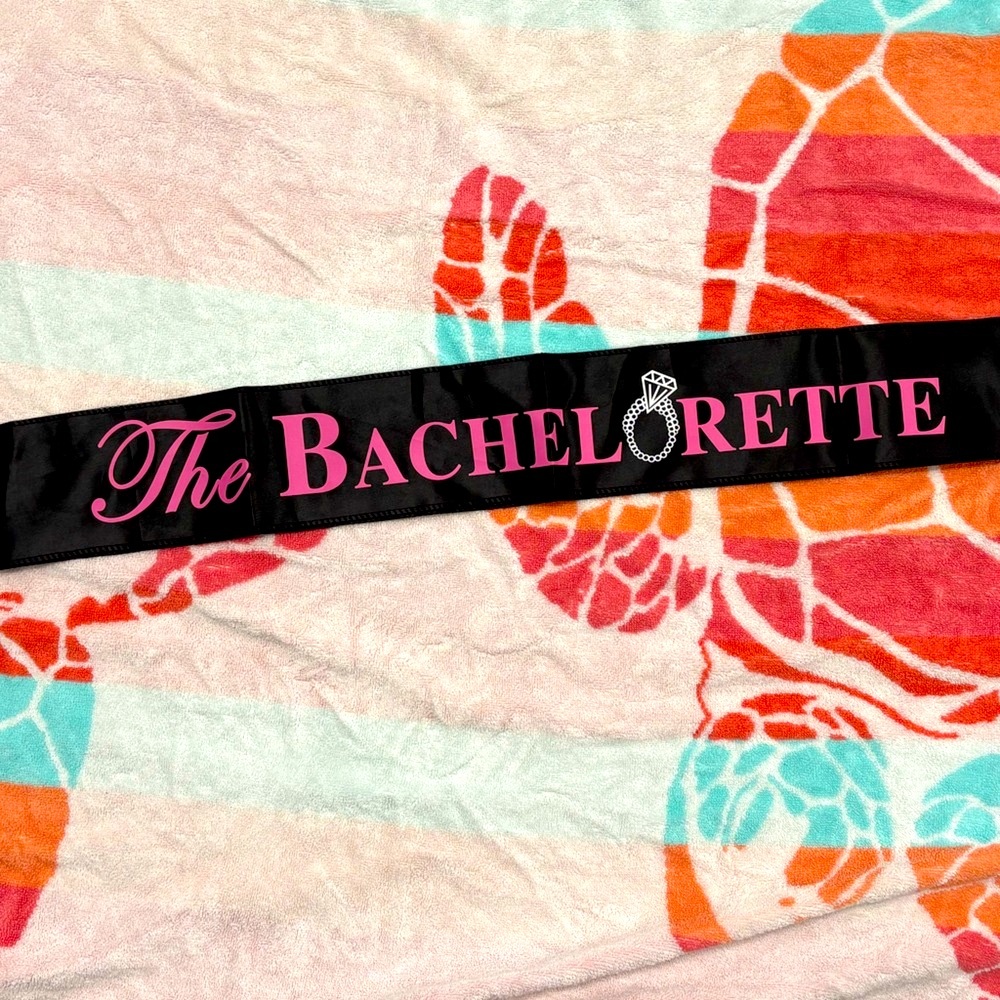 The Bachelorette Satin Sash in Black and Pink